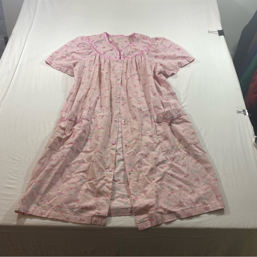House Coat Lounge Dress Floral Robe Intimates Sleepwear Snap Button Down pocket